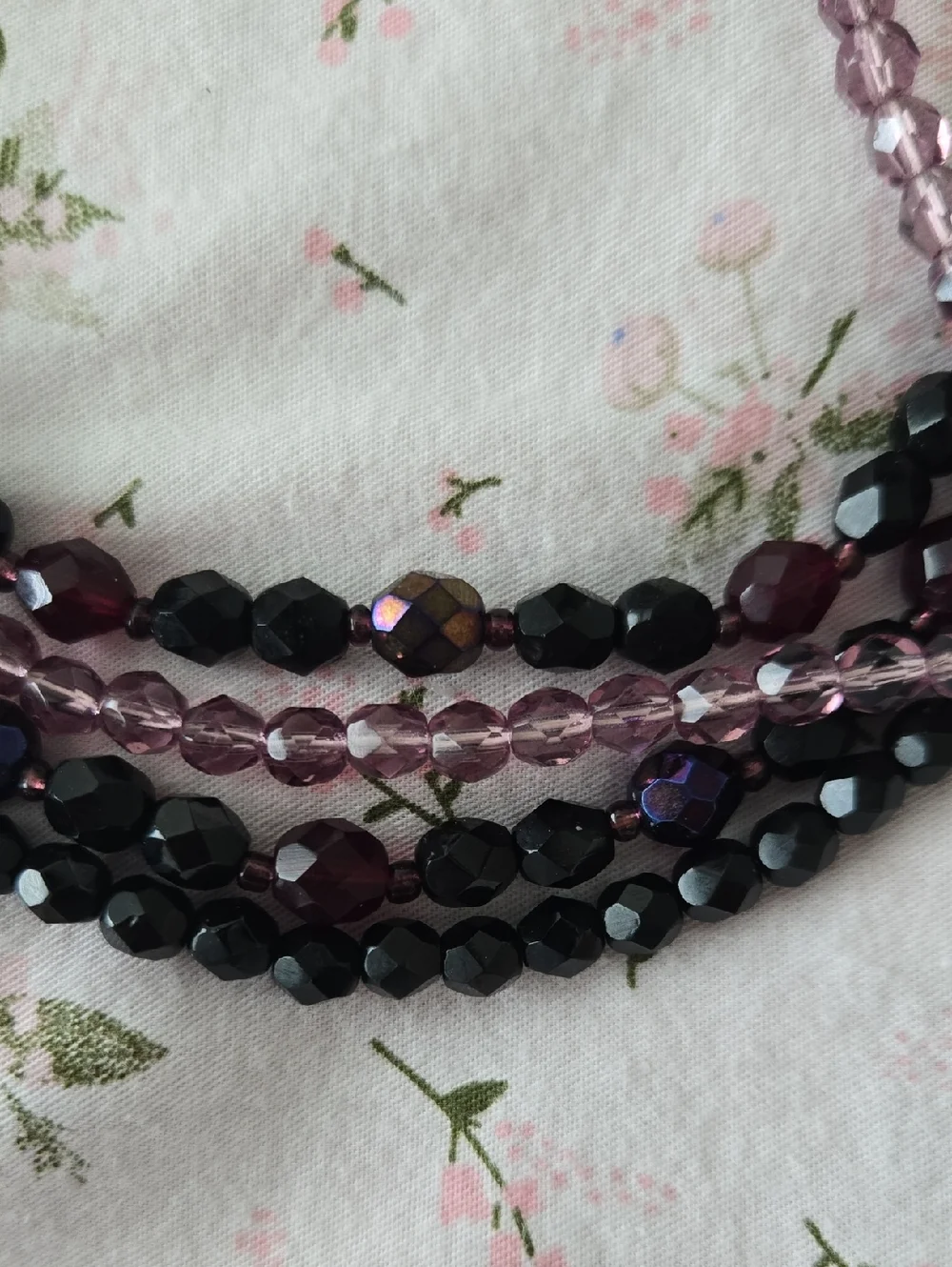 Multi-Strand Purple and Black Beaded Necklace - Picture 5 of 5